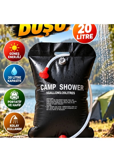 20 Litre Solar Kamp Duşu Güneş Enerjili Portatif Pvc Dış Mekan Duş Sistemi Çok Renkli