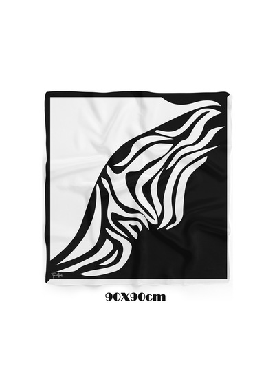 Zebra Akışı Desen 90x90cm Eşarp/fular Siyah