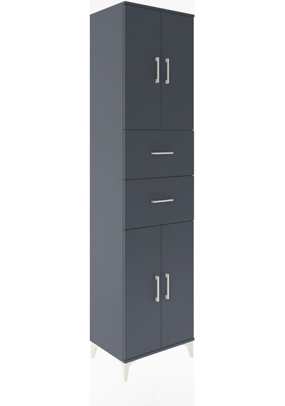 Hyperion Dolap 3 Raflı 2 Çekmeceli 4 Kapaklı 60x44x243 Antrasit-antrasit Antrasit