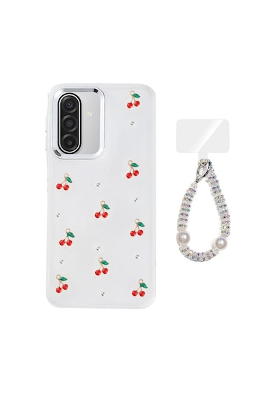 Teleplus Samsung Galaxy A17 Kılıf Polen Desenli El Bilekli Kılıf Kırmızı