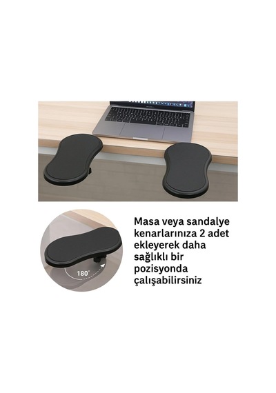 Ayarlanabilir Masa Sandalye Kol Dirsek Dayama Pedi Desteği Aparatı Klavye Mouse