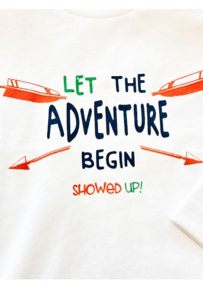 Çikoby Erkek Bebek Adventure Baskılı Pamuk Bluz-13713-ekru Ekru