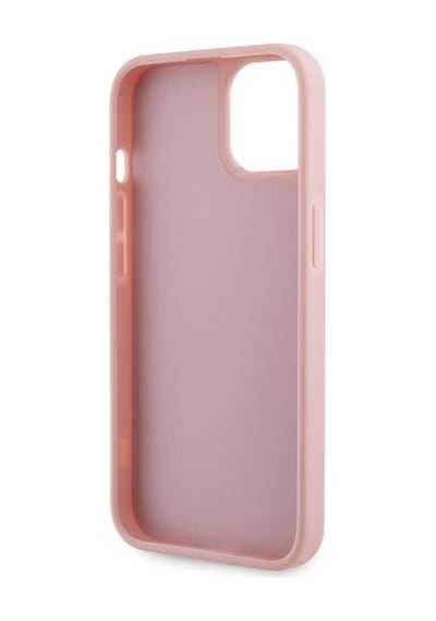 Apple iPhone 14 Uyumlu Kılıf Guess  Lisanslı Taşlı Arka Yüzey Üçgen Logolu Kapak Pembe