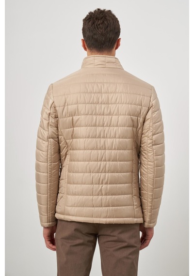 İmza Bej Kapitone Hakim Yaka Düz Yırtmaçsız Tam Astar Slim Fit Classic Mont 1007245155 Bej