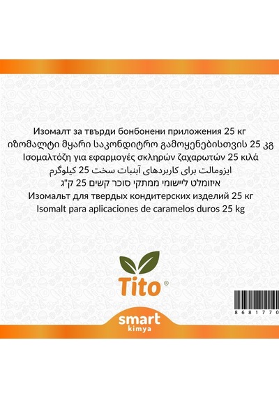Pastil/sert Şekerleme Uygulamaları İçin İzomalt E953 25 Kg