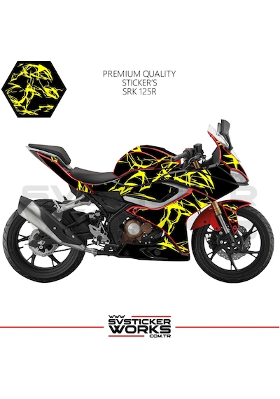 Rks Srk 125r Kaplama Sticker Şimşek Yıldırım Motor Kaplama Modeli Hazır Kit Sarı