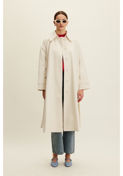 Manuka Kemerli Oversize Gabardin Trençkot Çok Renkli