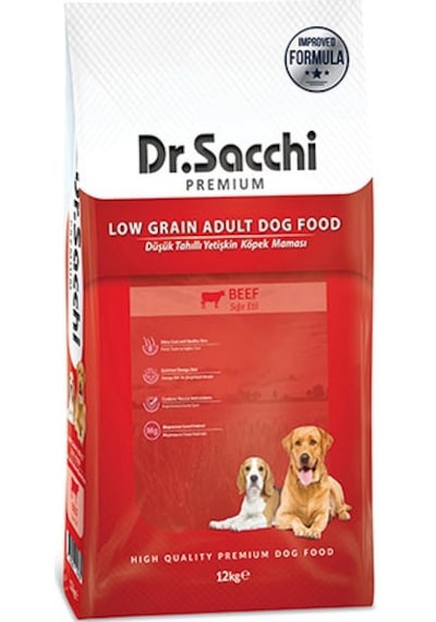 Dr. Sacchi Premium Sığır Etli Düşük Tahıllı Yetişkin Köpek Maması 12 KG