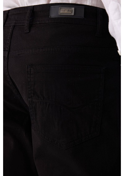Erkek Siyah Slim Fit Üst Cep Kanvas Pantolon