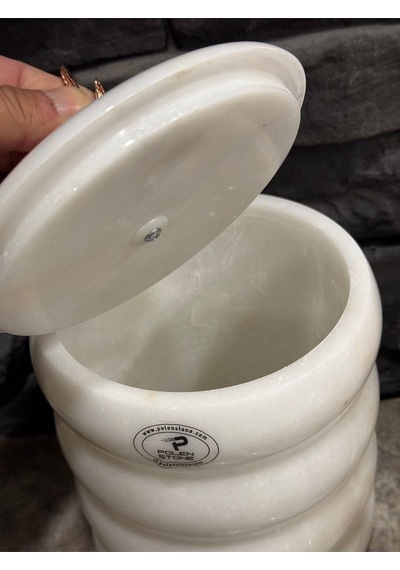 Beyazı Mermer Aksesuarlı Bambu Model Oval 7,li Banyo Seti Beyaz