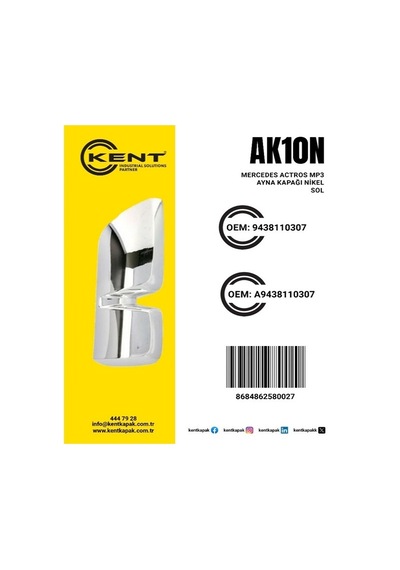 Kent Mercedes Mp3 Ayna Kapağı Krom Sol