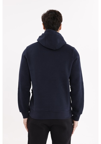 Rowinger Rahat Kalıp Yumuşak İç Yüzeyli Kordonlu Kapüşonlu Sweatshirt Blue