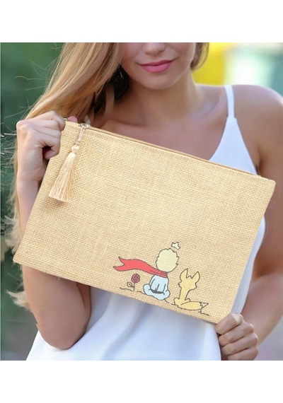Ju Yaratıcı Tasarım Hasır Kadın Portföy & Clutch Çanta Küçük Pre