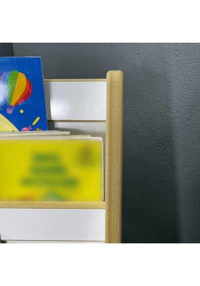4 Raflı Montessori Kitaplık Çocuk Odası Kitap Rafı Yerden Kitap Beyaz