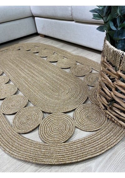 Mavaux Cookie Jüt Hasırlı El Örgüsü Kilim Bej