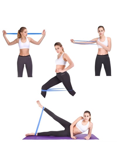 3'lü Set Direnç Bandı 60 Cm Hafif - Sert - X-sert Pilates Egzersiz Yoga - Mini Loop Band Mavi - Kırmızı - Siyah