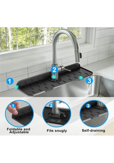 Lavabo Sızdırmaz Mat Musluk Altı Su Emici Matı Su Sızdırmaz Silikon Siyah Diğer