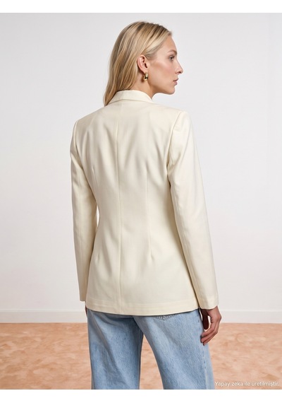 Dilvin 60814 Gold Düğmeli Blazer-ekru