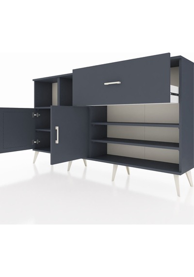 Arges Konsol 6 Raflı Tek Çekmeceli 2 Kapaklı 176x30x99 Antrasit-antrasit Antrasit - Antrasit Arges Konsol 6 Raflı Tek Çekmeceli 2 Kapaklı 176x30x99 Antrasit-antrasit Antrasit - Antrasit