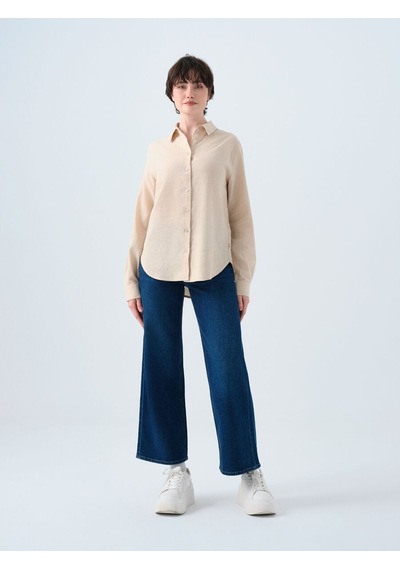 LOFT Loose Fit Kadın Gömlek U.kol Lf2039039 Q1.v1 Bej