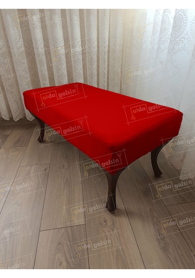 Ayak Ucu Kapı Önü Antre Düz Bench Puf Orta Sehpa Ceviz Ayak 100 45 Kırmızı