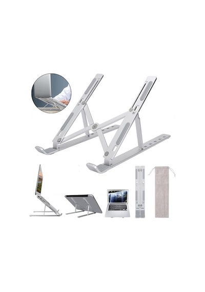 Katlanır Alüminyum Notebook Standı Ayarlı Laptop Tutucu Apple Uyumlu MacBook