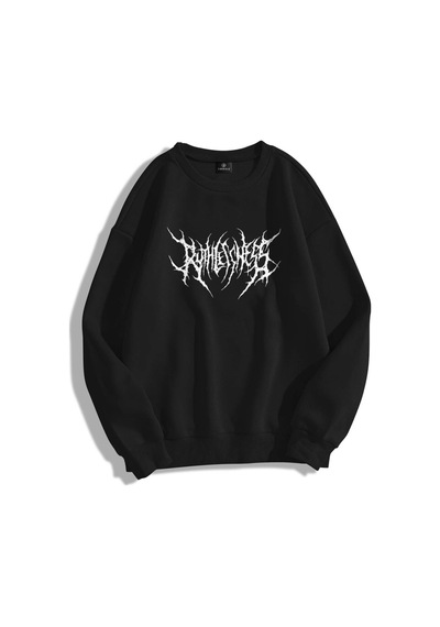Tarzsokak Unisex Gothic Ruthless Bisiklet Yaka Sweatshirt Siyah