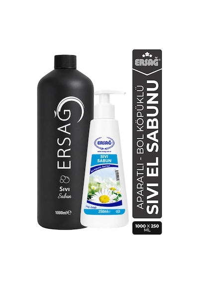 Ersağ Aparatlı Sıvı El Sabunu Seti 1 L + 250 ML