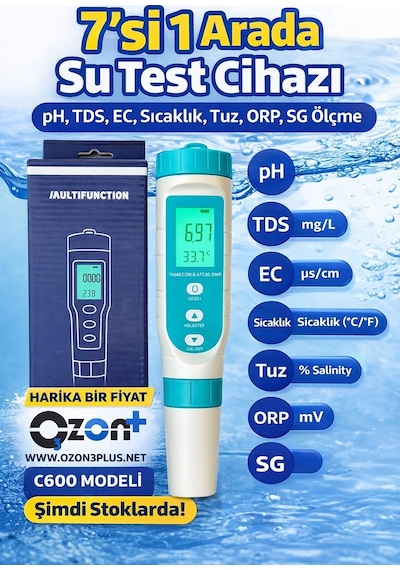 Ölcüm Cihazı C-600 7in1 Ph/tds/ec/orp/deniz Suyu Ağırlık/tuzluluk/sıcaklık