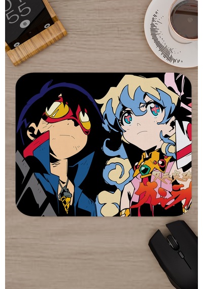 Gurren Lagann Kaymaz Dikişli Kauçuk Oyuncu Mousepad V4 - 22x18 Gaming Mouse Pad Fare Altlığı