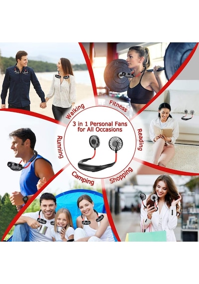 Boyun Askılı 3 Kademeli Şarjlı Spor Taşınabilir Vantilatör Fan (446046782)