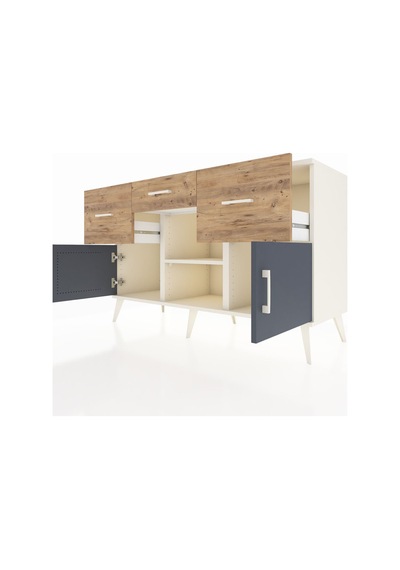 Hyperion Konsol Tek Raflı 3 Çekmeceli 3 Kapaklı 132x44x83 Aytaşı-antrasit/çam Antrasit/çam Hyperion Konsol Tek Raflı 3 Çekmeceli 3 Kapaklı 132x44x83 Aytaşı-antrasit/çam Antrasit/çam