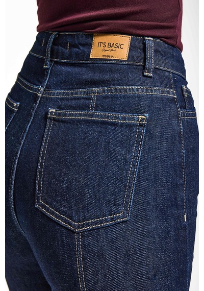Itsbasic Kadın İndigo 7s6-50 Flare Fit Viskon Kumaş Elastan Denim Jean
