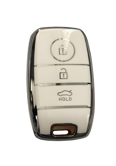 Autohan Keys Kia Uyumlu Nano Anahtar Kılıfı, Beyaz Gümüş, 3 Buton, Rio Ceed Soul Sportage Sorento Picanto Için