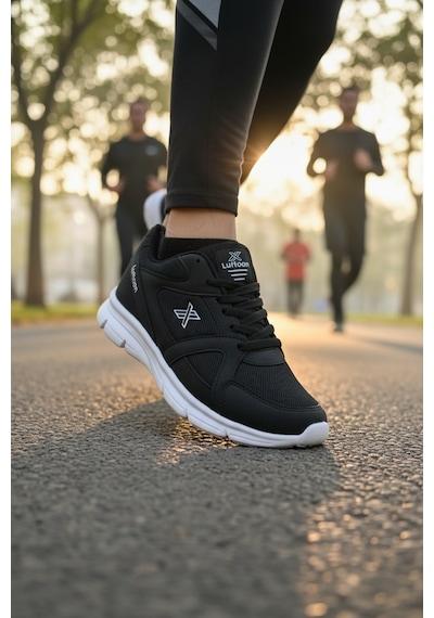 Enoch Ortopedik Yüksek Darbe Emicili Ultra Hafif Erkek Sneaker Siyah - Beyaz