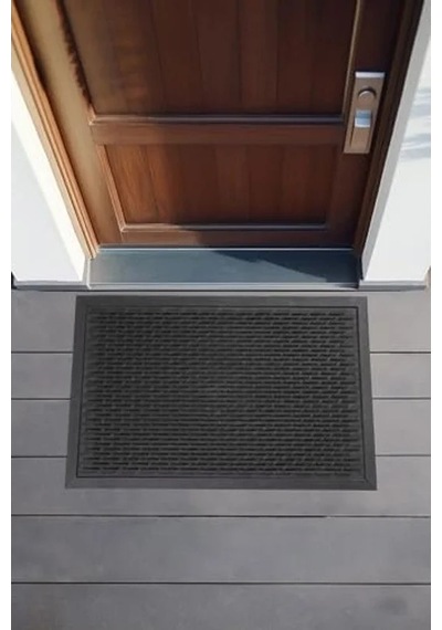 Dış Kapı Paspası, Siyah Pvc, 45x70 Cm, Dayanıklı Açık Bej