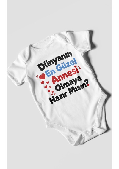 Morivokids Anneye Özel Kısa Kollu Bebek Body %100 Pamuk Zbn177-kk Beyaz