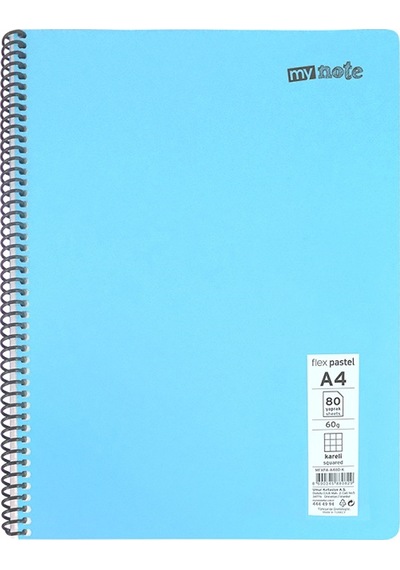 Mynote Defter Flex Pastel A4 72 Yp Kareli Çok Renkli