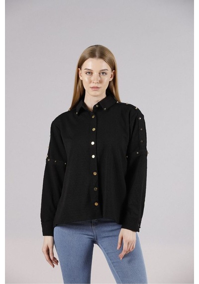 Verymoda Metal Detaylı Gömlek - F1326 SİYAH