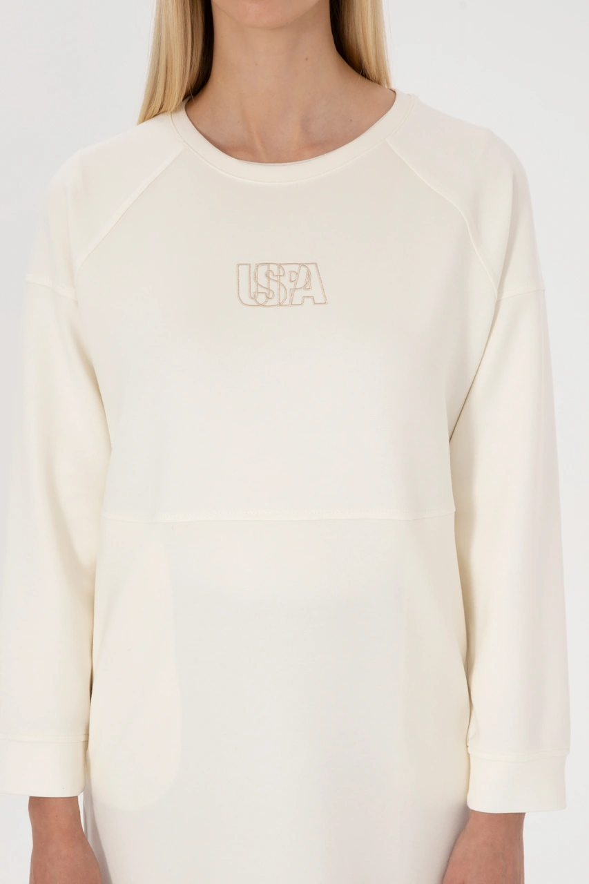 U.S. Polo Assn. Kadın Krem Uzun Bisiklet Yaka Sweatshirt 50315623-VR256