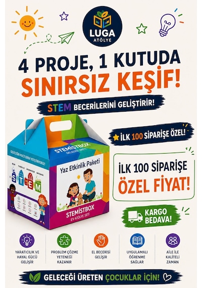 Stemist Box Anaokulu Yaz Seti - 4'lü Ahşap Stem Eğitim Seti - Aktivite Kutusu