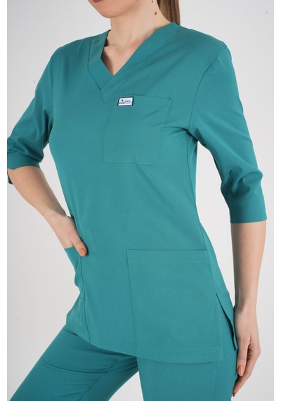 Unisex Ameliyat Yeşili Violet Model Scrubs Takım Doktor Hemşire Üniforması Ameliyat Yeşili