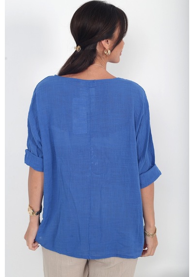 By Saygı Kadın İtalyan Coton Oversize Bluz Saks