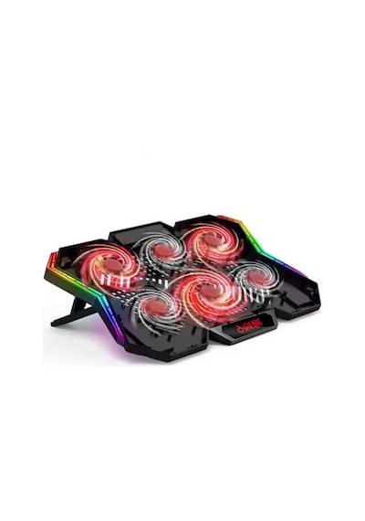 Rgb Led 6 Fanlı Notebook Soğutucu Fan Kontrollü 2 Usb 7 Kademeli