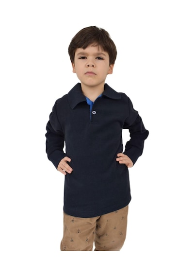 Patilikids Erkek Çocuk Lacivert Polo Yaka Sweatshirt BGL-ST02435 Lacivert