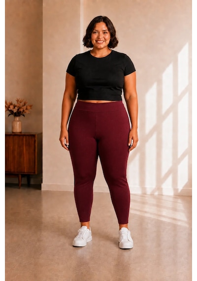 Sngl Tekstil Kadın Büyük Beden Çelik İnterlok Kumaş Toparlayıcı Tayt 3xl 4xl 5xl 6xl 7xl 8xl 9xl Bordo