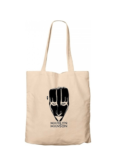 Marilyn Manson Head Krem Kanvas Bez Çanta Krem