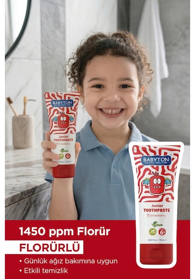 Doğal Çilekli Diş Macunu Florürlü Junior 6+ Temel Bakım