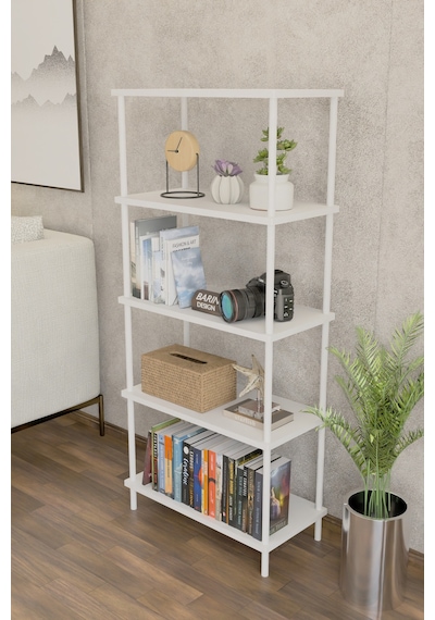5 Raflı Modern Metal Gövdeli Kitaplık Çevir-tak Kolay Kurulum Çalışma Odası, Salon, Ofis Kullanımı Beyaz 5 Raflı Modern Metal Gövdeli Kitaplık Çevir-tak Kolay Kurulum Çalışma Odası, Salon, Ofis Kullanımı Beyaz