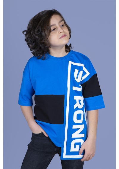 Toontoy Kids Toontoy Erkek Çocuk Garnili Strong Baskılı Tişört Saks
